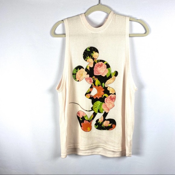 Light pink Mickey floral tank - Picture 1 of 5